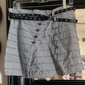 Burberry Denim Striped Mini Skirt Punk Rock